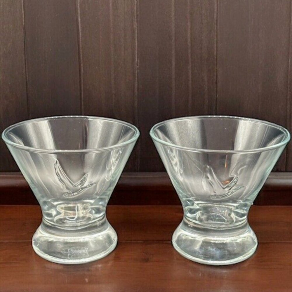 Grey Goose Vodka Stemless Martini Cocktail Glass Special Edition Embossed Goose